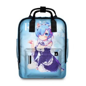 Женский рюкзак 3D с принтом Re:Zero. Рем в городе Новоалтайск, 100% полиэстер | лямки с регулируемой длиной, сверху ручки, чтобы рюкзак нести как сумку. Основное отделение закрывается на молнию, как и внешний карман. Внутри два дополнительных кармана, один из которых закрывается на молнию. По бокам два дополнительных кармашка, куда поместится маленькая бутылочка
 | Тематика изображения на принте: re zero | re:zero. жизнь с нуля в альтернативном мире | re:zero. жизнь с нуля в другом мире | rezero | аниме | манга | рем | рем и рам | эмилия