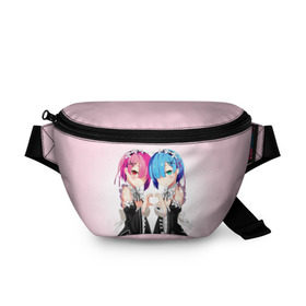 Поясная сумка 3D с принтом Re:Zero. Рем и Рам в городе Новоалтайск, 100% полиэстер | плотная ткань, ремень с регулируемой длиной, внутри несколько карманов для мелочей, основное отделение и карман с обратной стороны сумки застегиваются на молнию | re zero | re:zero. жизнь с нуля в альтернативном мире | re:zero. жизнь с нуля в другом мире | rezero | аниме | манга | рем | рем и рам | эмилия