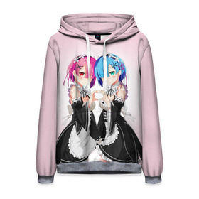 Мужская толстовка 3D с принтом Re:Zero. Рем и Рам в городе Новоалтайск, 100% полиэстер | двухслойный капюшон со шнурком для регулировки, мягкие манжеты на рукавах и по низу толстовки, спереди карман-кенгуру с мягким внутренним слоем. | Тематика изображения на принте: re zero | re:zero. жизнь с нуля в альтернативном мире | re:zero. жизнь с нуля в другом мире | rezero | аниме | манга | рем | рем и рам | эмилия