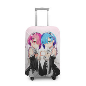 Чехол для чемодана 3D с принтом Re:Zero. Рем и Рам в городе Новоалтайск, 86% полиэфир, 14% спандекс | двустороннее нанесение принта, прорези для ручек и колес | re zero | re:zero. жизнь с нуля в альтернативном мире | re:zero. жизнь с нуля в другом мире | rezero | аниме | манга | рем | рем и рам | эмилия