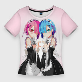 Женская футболка 3D Slim с принтом Re:Zero. Рем и Рам в городе Новоалтайск,  |  | Тематика изображения на принте: re zero | re:zero. жизнь с нуля в альтернативном мире | re:zero. жизнь с нуля в другом мире | rezero | аниме | манга | рем | рем и рам | эмилия