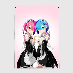 Постер с принтом Re:Zero. Рем и Рам в городе Новоалтайск, 100% бумага
 | бумага, плотность 150 мг. Матовая, но за счет высокого коэффициента гладкости имеет небольшой блеск и дает на свету блики, но в отличии от глянцевой бумаги не покрыта лаком | re zero | re:zero. жизнь с нуля в альтернативном мире | re:zero. жизнь с нуля в другом мире | rezero | аниме | манга | рем | рем и рам | эмилия