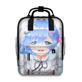 Женский рюкзак 3D с принтом Re:Zero. Рем в городе Новоалтайск, 100% полиэстер | лямки с регулируемой длиной, сверху ручки, чтобы рюкзак нести как сумку. Основное отделение закрывается на молнию, как и внешний карман. Внутри два дополнительных кармана, один из которых закрывается на молнию. По бокам два дополнительных кармашка, куда поместится маленькая бутылочка
 | Тематика изображения на принте: re zero | re:zero. жизнь с нуля в альтернативном мире | re:zero. жизнь с нуля в другом мире | rezero | аниме | манга | рем | рем и рам | эмилия