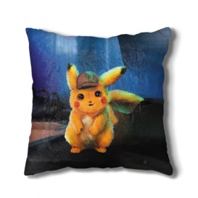 Подушка 3D с принтом Detective Pikachu в городе Новоалтайск, наволочка – 100% полиэстер, наполнитель – холлофайбер (легкий наполнитель, не вызывает аллергию). | состоит из подушки и наволочки. Наволочка на молнии, легко снимается для стирки | detective pikachu | pikachu | pokemon | детектив пикачу | пика | покемон