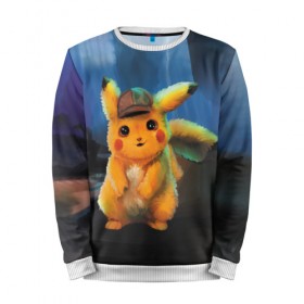 Мужской свитшот 3D с принтом Detective Pikachu в городе Новоалтайск, 100% полиэстер с мягким внутренним слоем | круглый вырез горловины, мягкая резинка на манжетах и поясе, свободная посадка по фигуре | Тематика изображения на принте: detective pikachu | pikachu | pokemon | детектив пикачу | пика | покемон