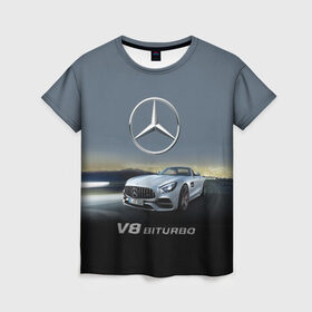 Женская футболка 3D с принтом V8 Biturbo в городе Новоалтайск, 100% полиэфир ( синтетическое хлопкоподобное полотно) | прямой крой, круглый вырез горловины, длина до линии бедер | amg | cool | design | mercedes | mercedes benz | motorsport | power | prestige | race | sport car | status | автоспорт | гонка | дизайн | круто | мерседес | мощь | престиж | спорткар | статус
