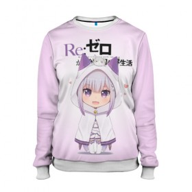 Женский свитшот 3D с принтом Re:Zero. Эмилия в городе Новоалтайск, 100% полиэстер с мягким внутренним слоем | круглый вырез горловины, мягкая резинка на манжетах и поясе, свободная посадка по фигуре | Тематика изображения на принте: re zero | re:zero. жизнь с нуля в альтернативном мире | re:zero. жизнь с нуля в другом мире | rezero | аниме | манга | пак | рем | рем и рам | эмилия