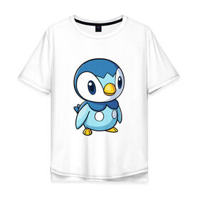 Мужская футболка хлопок Oversize с принтом Piplup в городе Новоалтайск, 100% хлопок | свободный крой, круглый ворот, “спинка” длиннее передней части | piplup | пингвин | пингвиненок | пиплуп | покемон | покемоны | синий