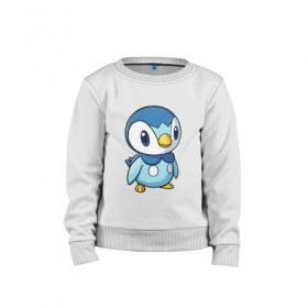 Детский свитшот хлопок с принтом Piplup в городе Новоалтайск, 100% хлопок | круглый вырез горловины, эластичные манжеты, пояс и воротник | piplup | пингвин | пингвиненок | пиплуп | покемон | покемоны | синий