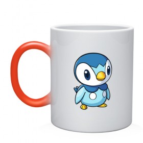 Кружка хамелеон с принтом Piplup в городе Новоалтайск, керамика | меняет цвет при нагревании, емкость 330 мл | piplup | пингвин | пингвиненок | пиплуп | покемон | покемоны | синий