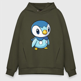 Мужское худи Oversize хлопок с принтом Piplup в городе Новоалтайск, френч-терри — 70% хлопок, 30% полиэстер. Мягкий теплый начес внутри —100% хлопок | боковые карманы, эластичные манжеты и нижняя кромка, капюшон на магнитной кнопке | piplup | пингвин | пингвиненок | пиплуп | покемон | покемоны | синий