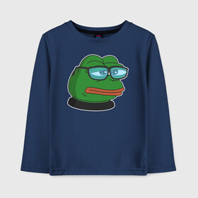 Детский лонгслив хлопок с принтом Pepe в городе Новоалтайск, 100% хлопок | круглый вырез горловины, полуприлегающий силуэт, длина до линии бедер | bad | dab | frog | good | kek | make pepe great again | pepe | sad | sad frog | vote for pepe | кек | лягушка | мем | мемы | пепе | со смыслом | фрог