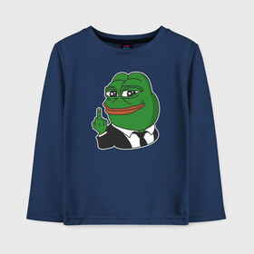 Детский лонгслив хлопок с принтом Pepe в городе Новоалтайск, 100% хлопок | круглый вырез горловины, полуприлегающий силуэт, длина до линии бедер | bad | dab | frog | good | kek | make pepe great again | pepe | sad | sad frog | vote for pepe | кек | лягушка | мем | мемы | пепе | со смыслом | фрог