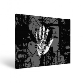 Холст прямоугольный с принтом Stop в городе Новоалтайск, 100% ПВХ |  | black | caution | gray | halloween | hand | skeleton | skull | stop | white | белый | предупреждение | рука | серый | скелет | хэллоуин | череп | черный