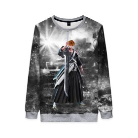 Женский свитшот 3D с принтом Jump Force - Ichigo Kurosaki в городе Новоалтайск, 100% полиэстер с мягким внутренним слоем | круглый вырез горловины, мягкая резинка на манжетах и поясе, свободная посадка по фигуре | anime | bleach ichigo kurosaki | crossover | fighting | game | jump force | manga | аниме | игра | файтинг