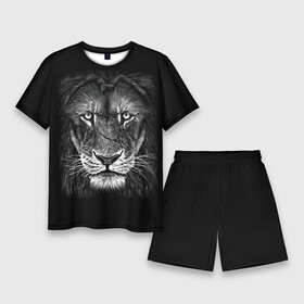 Мужской костюм с шортами 3D с принтом Lion Art в городе Новоалтайск,  |  | акварель | арт | белый | взгляд | грива | дикий | живопись | зверь | искусство | король | кот | лев | львица | мазки | мощь | прайд | саванна | сила | царь | черный | шрам