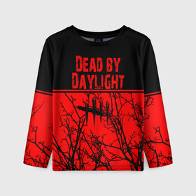 Детский лонгслив 3D с принтом Dead by Daylight в городе Новоалтайск, 100% полиэстер | длинные рукава, круглый вырез горловины, полуприлегающий силуэт
 | dead by daylight | деад бай деад лайт | жуть | игра | компьютерная игра | кровь | ужасы