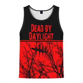 Мужская майка 3D с принтом Dead by Daylight в городе Новоалтайск, 100% полиэстер | круглая горловина, приталенный силуэт, длина до линии бедра. Пройма и горловина окантованы тонкой бейкой | dead by daylight | деад бай деад лайт | жуть | игра | компьютерная игра | кровь | ужасы