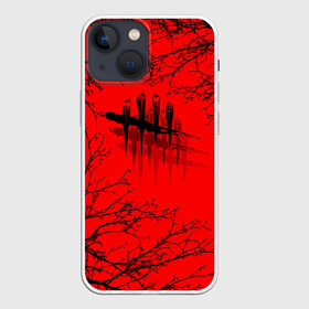 Чехол для iPhone 13 mini с принтом Dead by Daylight в городе Новоалтайск,  |  | dead by daylight | ветки | деад бай деад лайт | деревья | жуть | игра | компьютерная игра | красный | красный и черный | кровь | ужасы | черный