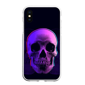 Чехол для iPhone XS Max матовый с принтом Токсичный череп в городе Новоалтайск, Силикон | Область печати: задняя сторона чехла, без боковых панелей | 3d | 3д | голограмма | иллюзия | кости | розовый | синий | скелет | ультра | фиолетовый | череп | черный