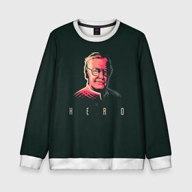 Детский свитшот 3D с принтом Stan Lee The hero в городе Новоалтайск, 100% полиэстер | свободная посадка, прямой крой, мягкая тканевая резинка на рукавах и понизу свитшота | Тематика изображения на принте: lee | stan | stan lee | стен | стен ли