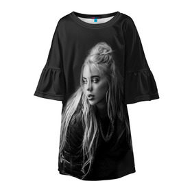 Детское платье 3D с принтом BILLIE EILISH в городе Новоалтайск, 100% полиэстер | прямой силуэт, чуть расширенный к низу. Круглая горловина, на рукавах — воланы | bilie | billi | billie | eilish | eillish | elish | ellish | eyes | ocean | pop music | айлиш | алиш | били | билли | музыка | певица | поп | эйлиш | элиш