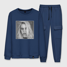 Мужской костюм хлопок с принтом Billie Eilish в городе Новоалтайск, 100% хлопок | на свитшоте круглая горловина, мягкая резинка по низу. Брюки заужены к низу, на них два вида карманов: два “обычных” по бокам и два объемных, с клапанами, расположенные ниже линии бедра. Брюки с мягкой трикотажной резинкой на поясе и по низу штанин. В поясе для дополнительного комфорта — широкие завязки | bilie | billi | billie | eilish | eillish | elish | ellish | eyes | ocean | pop music | айлиш | алиш | били | билли | музыка | певица | поп | эйлиш | элиш