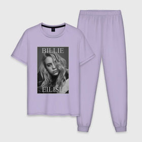 Мужская пижама хлопок с принтом Billie Eilish в городе Новоалтайск, 100% хлопок | брюки и футболка прямого кроя, без карманов, на брюках мягкая резинка на поясе и по низу штанин
 | bilie | billi | billie | eilish | eillish | elish | ellish | eyes | ocean | pop music | айлиш | алиш | били | билли | музыка | певица | поп | эйлиш | элиш