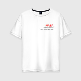 Женская футболка хлопок Oversize с принтом NASA (staff uniform) в городе Новоалтайск, 100% хлопок | свободный крой, круглый ворот, спущенный рукав, длина до линии бедер
 | administration | aeronautics | apollo | gemini | national | skylab | space | аполлон | исследование | космическое | космос | наса | полёты | пространство | ракеты | союз | униформа