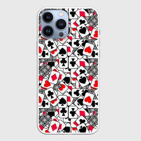 Чехол для iPhone 13 Pro Max с принтом Игральные карты в городе Новоалтайск,  |  | Тематика изображения на принте: cards | casino | coons | cross | game | hearts | playing | poker | spades | suit | буны | графика | игра | игральные | иллюстрация | казино | картинка | карты | коллаж | крести | масть | мода | пики | покер | разбросаны | рисунок | рубашка