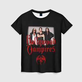 Женская футболка 3D с принтом Hollywood Vampires в городе Новоалтайск, 100% полиэфир ( синтетическое хлопкоподобное полотно) | прямой крой, круглый вырез горловины, длина до линии бедер | 2019 | 2020 | aerosmith | альтернатива | голливудские вампиры | группа | дафф маккаган | джо перри | джонни депп | кантри | лого | металл | музыка | панк | поклонники | рок | тур в россии | фото | хард рок