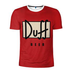 Мужская футболка 3D спортивная с принтом Duff в городе Новоалтайск, 100% полиэстер с улучшенными характеристиками | приталенный силуэт, круглая горловина, широкие плечи, сужается к линии бедра | beer | duff | duff beer | simpsons | симпсоны