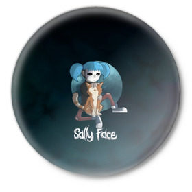 Значок с принтом Sally Face в городе Новоалтайск,  металл | круглая форма, металлическая застежка в виде булавки | blue | diane | face | fisher | gizmo | henry | johnson | killer | larry | sally | генри | гизмо | джонсон | диана | ларри | лицо | салли | фейс | фишер