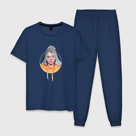 Мужская пижама хлопок с принтом Billie Eilish в городе Новоалтайск, 100% хлопок | брюки и футболка прямого кроя, без карманов, на брюках мягкая резинка на поясе и по низу штанин
 | music | pop | айлиш | билли | музыка
