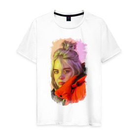 Мужская футболка хлопок с принтом Billie Eilish в городе Новоалтайск, 100% хлопок | прямой крой, круглый вырез горловины, длина до линии бедер, слегка спущенное плечо. | billie eilish | billie eilish bury | wheres my mind