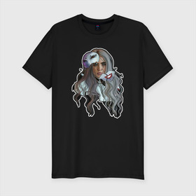 Мужская футболка хлопок Slim с принтом Billie Eilish в городе Новоалтайск, 92% хлопок, 8% лайкра | приталенный силуэт, круглый вырез ворота, длина до линии бедра, короткий рукав | ailish | billi | billie eilish | bury a friend | copycat | crown | dont smile at me | lovely | music | my boy | party favor | pop | били | билли айлиш | музыка | певица | поп | эйлиш