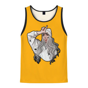 Мужская майка 3D с принтом Billie Eilish в городе Новоалтайск, 100% полиэстер | круглая горловина, приталенный силуэт, длина до линии бедра. Пройма и горловина окантованы тонкой бейкой | Тематика изображения на принте: ailish | billi | billie eilish | bury a friend | copycat | crown | dont smile at me | lovely | music | my boy | party favor | pop | били | билли айлиш | музыка | певица | поп | эйлиш