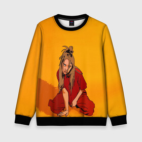 Детский свитшот 3D с принтом Billie Eilish в городе Новоалтайск, 100% полиэстер | свободная посадка, прямой крой, мягкая тканевая резинка на рукавах и понизу свитшота | ailish | billi | billie eilish | bury a friend | copycat | crown | dont smile at me | lovely | music | my boy | party favor | pop | били | билли айлиш | музыка | певица | поп | эйлиш