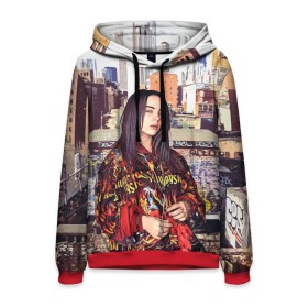 Мужская толстовка 3D с принтом Billie Eilish в городе Новоалтайск, 100% полиэстер | двухслойный капюшон со шнурком для регулировки, мягкие манжеты на рукавах и по низу толстовки, спереди карман-кенгуру с мягким внутренним слоем. | билли айлиш | певица