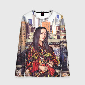 Мужской лонгслив 3D с принтом Billie Eilish в городе Новоалтайск, 100% полиэстер | длинные рукава, круглый вырез горловины, полуприлегающий силуэт | билли айлиш | певица