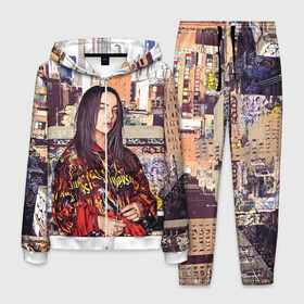 Мужской костюм 3D с принтом Billie Eilish в городе Новоалтайск, 100% полиэстер | Манжеты и пояс оформлены тканевой резинкой, двухслойный капюшон со шнурком для регулировки, карманы спереди | билли айлиш | певица