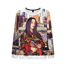 Мужской свитшот 3D с принтом Billie Eilish в городе Новоалтайск, 100% полиэстер с мягким внутренним слоем | круглый вырез горловины, мягкая резинка на манжетах и поясе, свободная посадка по фигуре | Тематика изображения на принте: билли айлиш | певица