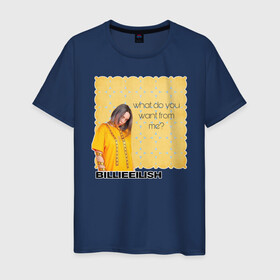 Мужская футболка хлопок с принтом Billie Eilish в городе Новоалтайск, 100% хлопок | прямой крой, круглый вырез горловины, длина до линии бедер, слегка спущенное плечо. | ailish | billi | billie eilish | bury a friend | copycat | crown | dont smile at me | lovely | music | my boy | party favor | pop | били | билли айлиш | музыка | певица | поп | эйлиш