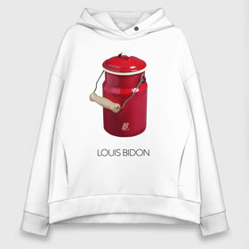 Женское худи Oversize хлопок с принтом Louis Bidon в городе Новоалтайск, френч-терри — 70% хлопок, 30% полиэстер. Мягкий теплый начес внутри —100% хлопок | боковые карманы, эластичные манжеты и нижняя кромка, капюшон на магнитной кнопке | антитренд | луи витон