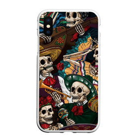 Чехол для iPhone XS Max матовый с принтом Мексиканская Вечеринка в городе Новоалтайск, Силикон | Область печати: задняя сторона чехла, без боковых панелей | party | амиго | маракасы | мексика | мехико | скелет | сомбреро | текила | черепа