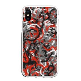 Чехол для iPhone XS Max матовый с принтом Сколопендры в городе Новоалтайск, Силикон | Область печати: задняя сторона чехла, без боковых панелей | камуфляж | красный | лапки | милитари | многоножка | насекомые | орнжевый | паттрен | серый | сороконожка | узор