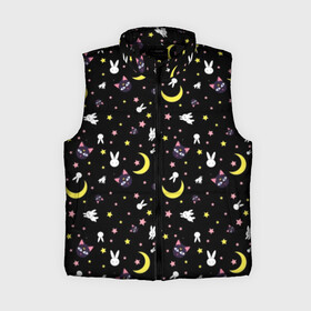 Женский жилет утепленный 3D с принтом Sailor Moon Pattern в городе Новоалтайск,  |  | аниме | детский | зайчик | зая | звезды | кролик | луна в матроске | матросска | месяц | милота | милый | небо | паттерн | сейлор мун | черный