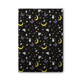 Обложка для автодокументов с принтом Sailor Moon Pattern в городе Новоалтайск, натуральная кожа |  размер 19,9*13 см; внутри 4 больших “конверта” для документов и один маленький отдел — туда идеально встанут права | аниме | детский | зайчик | зая | звезды | кролик | луна в матроске | матросска | месяц | милота | милый | небо | паттерн | сейлор мун | черный