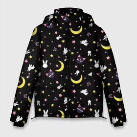 Мужская зимняя куртка 3D с принтом Sailor Moon Pattern в городе Новоалтайск, верх — 100% полиэстер; подкладка — 100% полиэстер; утеплитель — 100% полиэстер | длина ниже бедра, свободный силуэт Оверсайз. Есть воротник-стойка, отстегивающийся капюшон и ветрозащитная планка. 

Боковые карманы с листочкой на кнопках и внутренний карман на молнии. | аниме | детский | зайчик | зая | звезды | кролик | луна в матроске | матросска | месяц | милота | милый | небо | паттерн | сейлор мун | черный