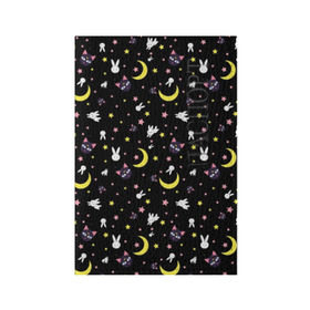 Обложка для паспорта матовая кожа с принтом Sailor Moon Pattern в городе Новоалтайск, натуральная матовая кожа | размер 19,3 х 13,7 см; прозрачные пластиковые крепления | Тематика изображения на принте: аниме | детский | зайчик | зая | звезды | кролик | луна в матроске | матросска | месяц | милота | милый | небо | паттерн | сейлор мун | черный